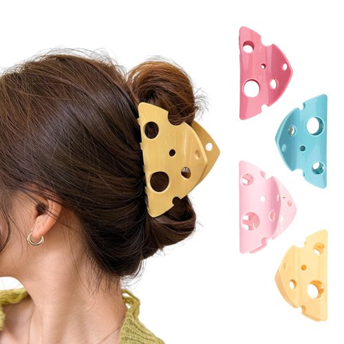 Hair Claw Clips 4 Pcs Cheese Hairclips Cute Claw Clips for Women Girls Hair Clips for Thick Hair Makeup Pink Red Blue Blue Hair Accessories