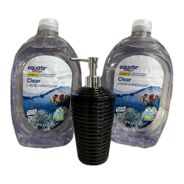 Liquid Hand Soap- with moisturizers (2pk- 100 fl ozs) ~complimentary dispenser (Clear)