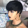 HOTKIS Pixie Cut Wig Human Hair Short Human Hair Wigs for Black Women Blunt Cuts Straight Pixie Wigs Human Hair Short Cut Wigs with Neat Bangs