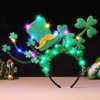 Kilshye St Patricks Day Light Up Headband LED Green Shamrock Hair Accessories Festival Headpiece for Women and Girls