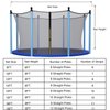 Giantex Trampoline Safety Net w/Adjustable Straps, 8 10 12 14 15 16Ft Weather-Resistant Replacement Enclosure Net with Double-Headed Zipper, Protection Buckle, Poles Not Included