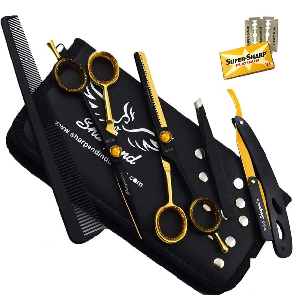 Professional Razor Edge Series Barber Hair Cutting Scissors set, Hairdressing Regular Scissor Salon Razor Edge Hair Cutting Shears, Detachable Finger Inserts For Women/Men/kids,/Salon/Home and Pet
