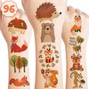 Woodland Temporary Tattoos Birthday Party Supplies Decorations 96PCS Tattoos Stickers Super Cute Fall Party Favors Kids Girls Boys Gifts Classroom School Prizes Themed Christmas