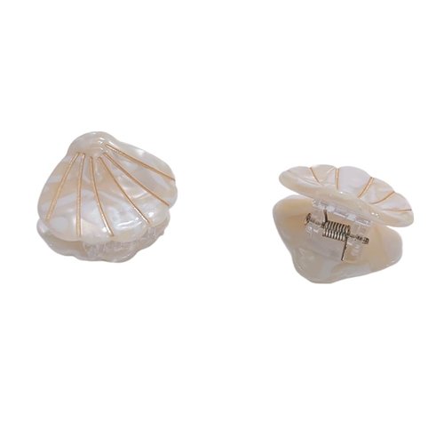 Sea Shell Hair Claw Clips 2Pcs Seashell Hair Claw Clip for Women Beach Shell Jaw Clamp Clips White Acrylic Seashell Claws Clip for Short Thin Hair Cute Sea Shells Hair Accessories