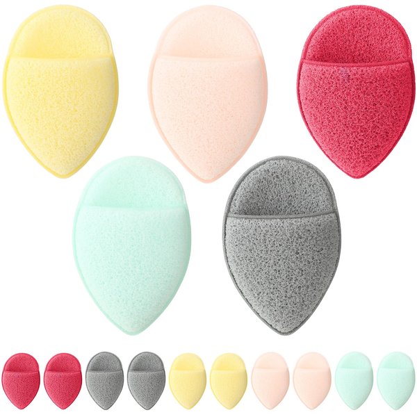 10 Pcs Face Sponges for Cleansing Daily Exfoliating Face Scrubber Facial Sponges for Washing Face Fingers Glove Face Wash Sponges Scrub Exfoliating Face Pads Reusable Makeup Remover for Pore Blackhead