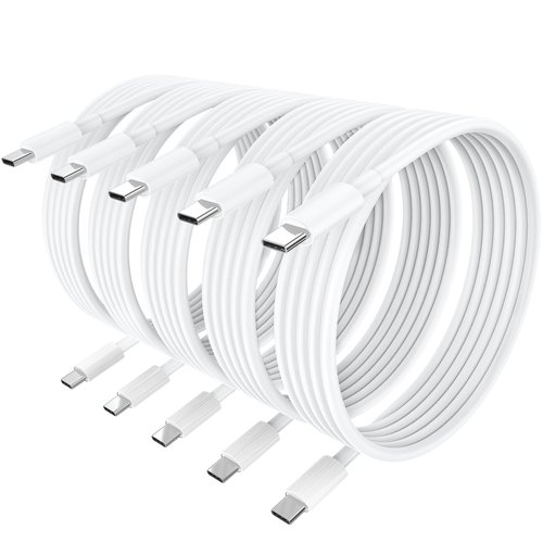 60w Apple USB C to USB C Charging Cable 6ft [5 Pack] ，Certified iPhone 15 Charger Type C Fast Charger Cord Compatible for iPhone 15/15 Pro/15 Pro Max/15 Plus,iPad Pro, Air5, MacBook Air (White)