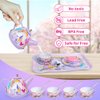 32Pcs Unicorn Tea Party Set for Little Girls Princess Tea Time Toys Playset Including Tin Tea Set Carrying Case Food Sweet Hair Clips and Rings Unicorn Toys Gifts for Kids Age 3 4 5