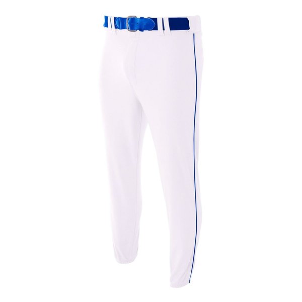 A4 Sportswear Youth XL White/Royal Side Piping Elastic Bottom Baseball Pants