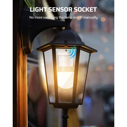 DEWENWILS Light Sensor Socket, Dusk to Dawn Sensor Socket, Light Bulb Socket for Light Fixtures, Compatible with Incandescent/CFL/LED/Halogen Bulbs, 4 Pack