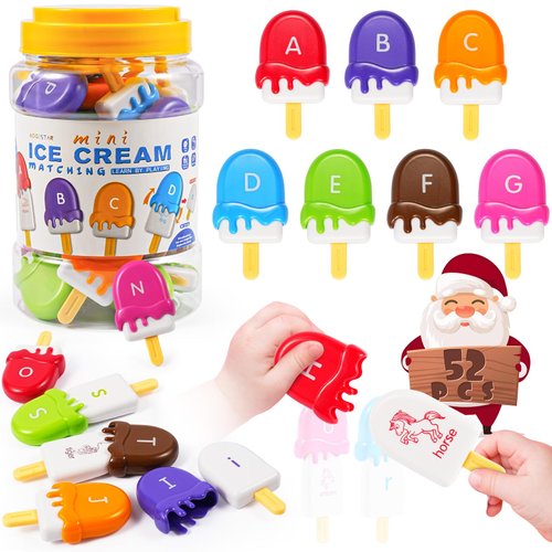 CPSYUB Alphabet Learning Toys for Toddlers Ice Cream ABC Letter Matching Toy Preschool Educational Montessori Toy Smart Color Sorting Kids for Boys Girls