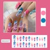 Tyuimhx Colorful Press on Nails Coffin Long Fake Nails Glossy False Nails With Clouds Designs Full Cover Stick on Nails Acrylic Reusable Artificial Nails for Women Glue on Nails 24Pcs