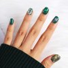 Sakytal St Patricks Day Press on Nails Green Glossy Oval Fake Nails Glitter Shamrock False Nail for Women and Girls (Gloss)