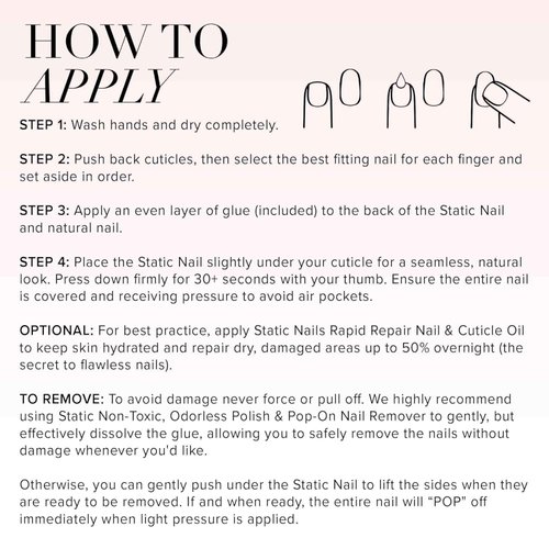 Static Nails Reusable Pop-On Manicure Set, Non-Damaging Glue-On Nails (Soft Ombré Rose Square) - False Nails with Static Nail Glue, Nail Set, Fake Acrylic Press On Nails