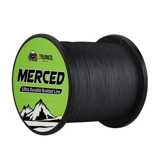 RUNCL Braided Fishing Line Merced, 4 Strands Braided Line - Proprietary Weaving Tech, Thin-Coating Tech, Stronger, Smoother - Fishing Line for Freshwater Saltwater (Gray, 12LB(5.4kgs), 300yds)