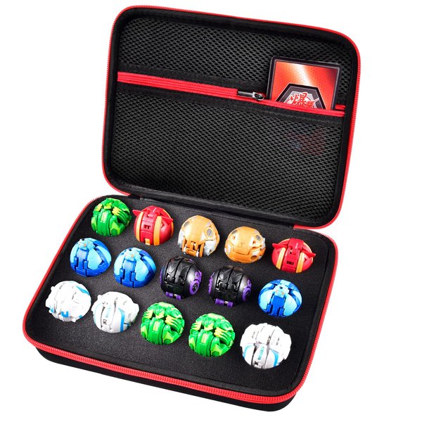 Toy Organizer Storage Case Compatible with Bakugan Figures, BakuCores and Armored Alliance, Geogan Rising Battle Action Figure, Mini Toys Container Holder Bakugons Box with Mesh Pocket (Bag Only)