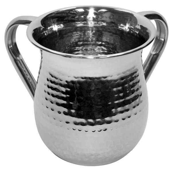 Majestic Giftware Stainless Steel Washing Cup for Netilat Yadayim - WC5750 | 5.5" Judaica Wash Cup Negel Vasser with Dual Handles for the Jewish Ritual (Shiny Silver)
