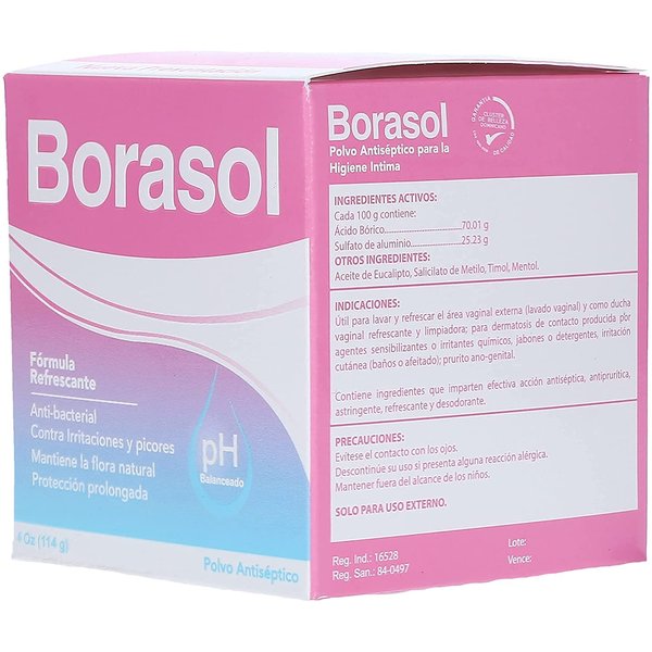 Borasol Antiseptic Powder Refreshing Deodorant and Vaginal Wash 4 OZ