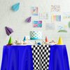 Oudain Cars Birthday Party Supplies Racing Party Decorations Round Racing Tablecloth Checkered Flag Table Covers Road Plastic Table Cloth, 1950s Disco Dancing Party Tablecloth (Dark Blue,3 Pcs)