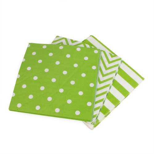 Dulousia Disposable Striped Chevron Polka Dot Green Paper Party Napkins 60 Count