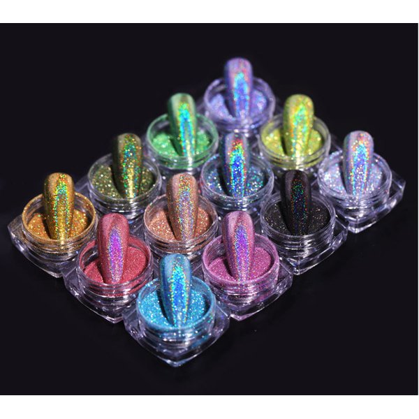 RsoeFlower 12 Colours Chrome Nail Powder,Nail Glitter Iridescent Nail Powder, Pearl Effect Nail Powder Shell Nail Glitter Dust Nail Powder with Magic Mirror Effect for Nail Art Design Decoration