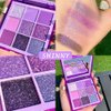 Purple Pink Lavender Glitter Shimmer Eye Shadow Makeup Palette ,9 Colors Highly Pigmented Waterproof Violet Mauve Dark Purple Silver Pearl White Glitter Shimmer Sparkling Party Eyeshadow (9-purple)