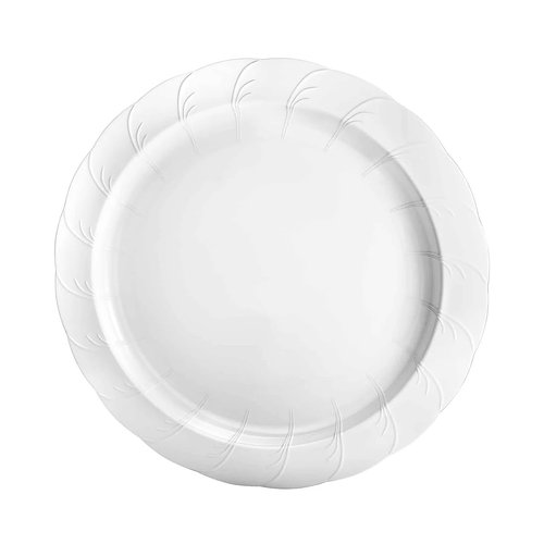 EcoQuality 7.5 inch Pearl White Round Salad Plate – Elegant Disposable and Reusable Plastic Plate for Appetizers Desserts Snacks Weddings Parties Catering and Events (200)