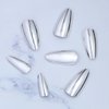 Silver Chrome Press on Nails Almond Fake Nails with Medium False Nails Design Acrylic Artificial Nails Glossy Glue on Nails Full Cover Stick on Nails for Women Girls Manicure Art 24Pcs