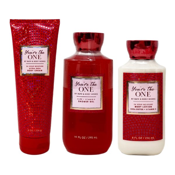 Generic Bath and Body Work YOU'RE THE ONE 3 Piece Gift Set - Body Cream - Shower Gel and Body Lotion - Full Size, Red