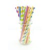 Rainbow Party Straws, Wedding Candy Buffet Straws, Fancy Drinking Straws, Kids Party Paper Straws, 75 Pack - Rainbow Color Multi Design Straws