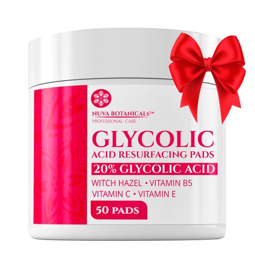 20% Glycolic Acid Pads (50 Pads) - Exfoliating Pads for Face Chemical Peel for Face at Home - Glycolic Acid Peel Exfoliating Face Pads - Acne Pads Facial Peel Face Exfoliating Pads with Vitamin C