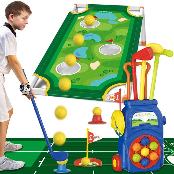 Toddler Golf Set Kids Golf Clubs with Golf Board & Putting Mat Kids Golf Clubs 3-5 Indoor and Outdoor Sports Toys for Ages 3 4 5 Year Old Toddler Golf Clubs Gifts for Kids Christmas Birthday