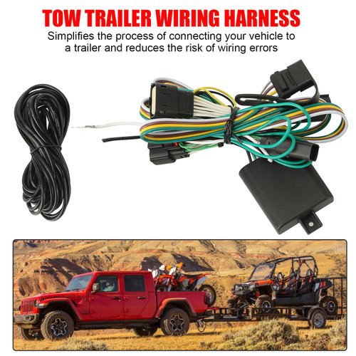 SUNPIE Trailer Wiring Harness Kit Compatible with Jeep Wrangler JL/JLU 2/4 Doors, Gladiator(JT) 2018 2019 2020 2021 2022 2023 2024 with 4-Way Flat Vehicle Side Connector