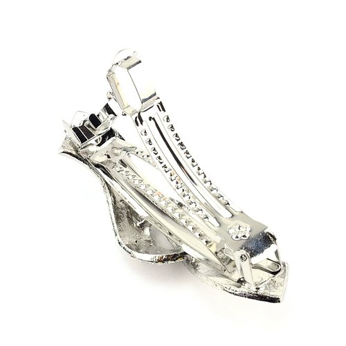 Women's Rhinestone Metal Hair Barrette Clip Hair Pin Antique Silver IMB2102, Multi