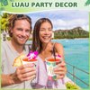 Hoolerry 60 Pieces Luau Cups Aloha Party Disposable Paper Cups Hawaii Aloha Party Decorations Tropical Luau 9 oz Paper Cups Summer Tiki Coconut Cups Pool Beach Party Supplies for Adults Kids