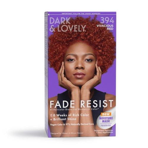 SoftSheen-Carson Dark and Lovely Fade Resist Rich Conditioning Hair Color, Permanent Hair Color, Up To 100 percent Gray Coverage, Brilliant Shine with Argan Oil and Vitamin E, Vivacious Red