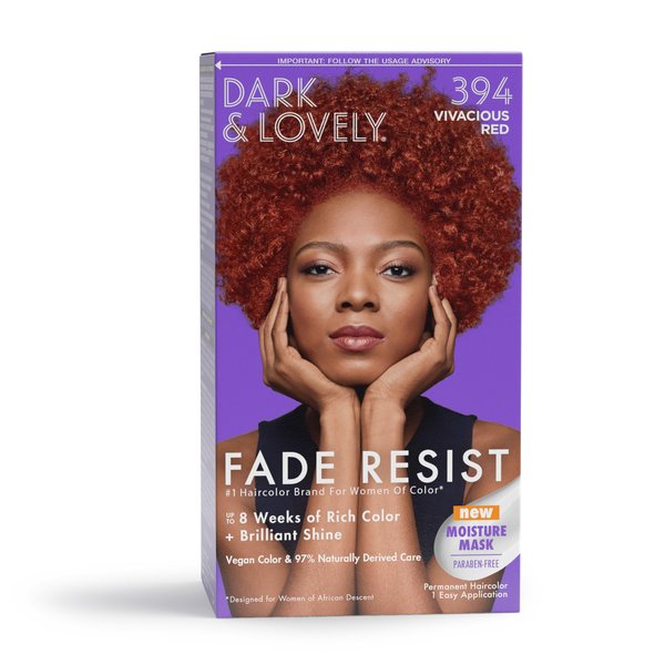 SoftSheen-Carson Dark and Lovely Fade Resist Rich Conditioning Hair Color, Permanent Hair Color, Up To 100 percent Gray Coverage, Brilliant Shine with Argan Oil and Vitamin E, Vivacious Red