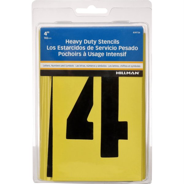 Hillman 839726 Letter and Number Stencil Pack, 4", 1 Count (Pack of 1), White