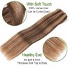 Clip-in Hair Extensions for Women, Chocolate Brown to Caramel Blonde Straight Long, Clip Real Human Hair 100g 7pcs with 16 Clips #4/27/4, 16 Inch
