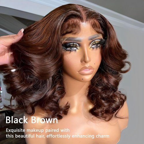 Tinashe Wear and Go Glueless Bob Wigs Human Hair 5x6 HD Lace Closure Wigs Pre Plucked Bob Body Wave Lace Front Wigs Human Hair Short Bob Wigs for Black Women (Loose Body Bob Wig P1B/2/30, 14inch)