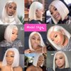 FENJUN Wear and Go Glueless Wigs HD Transparent Lace Frontal #60 Grey White Platinum Blonde Wigs Human Hair Short Bob Lace Front Wigs with Baby Hair Pre plucked Frontal 10 Inch Straight Wigs for Women