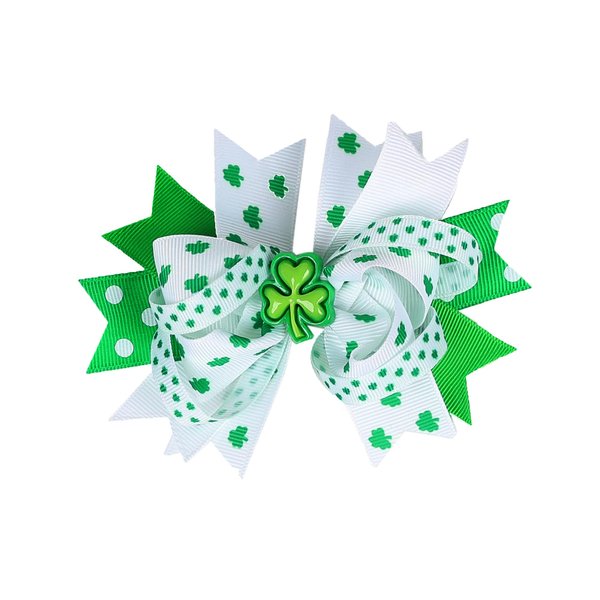 4.5"St. Patrick's Day Shamrock Green Hair Bows Alligator Clips hairpin hair accessory (F75-St. Patrick's C)