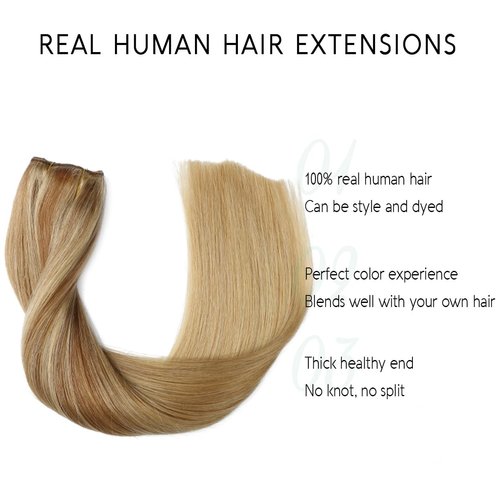 VINBAO Human Hair Extensions Wire Hair Color 10 Light Brown to 16 Blonde Highlight 22in 85g Wire Hair Extensions Invisible Hairpiece Remy Human Hair Extensions (#101616 22in)