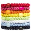 AXEN 8PCS Elastic Hair Tie for Women Girls, Cotton Bands Soft Woven Ponytail Holders for Thick Hair and Curly Hair, Mixed Colors