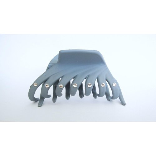 Generic Gray hair claw clip with crystals for fine thin hair (Crystal choice: With crystals), 1 Count (Pack of 1)