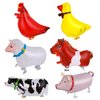 Grevosea 6 Pieces Farm Animal Balloons, Walking Animal Balloons Foil Mylar Balloon Pet Balloons for Animal Theme Birthday Party BBQ Decorations (Duck, Rooster, Cow, Horse, Pig, Sheep)