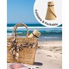 FURTALK Sun Visor Hats for Women Wide Brim Straw Roll-Up Ponytail Summer Beach Hat UV UPF Packable Foldable Travel Khaki