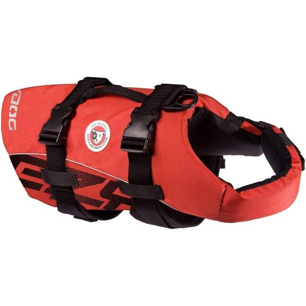 EzyDog Premium Doggy Flotation Device (DFD) - Adjustable Dog Life Jacket Preserver with Reflective Trim - Durable Grab Handle for Safety and Protection - 50% More Flotation Material (Medium, Red)