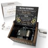 Hcaredee Music Box Gifts for Grandma You are My Sunshine Hand Crank Engraved Wooden Musical Boxes Sunflower Gift for Grandmother on Birthday Christmas Mothers Day(Black)