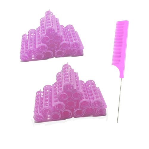 Ulifebetter 28PCS Self Grip Hair Rollers,Small Plastic Hair Curlers Heatless Hair Curlers for Salon Hairdressing Curlers and DIY Hairstyles(purple)
