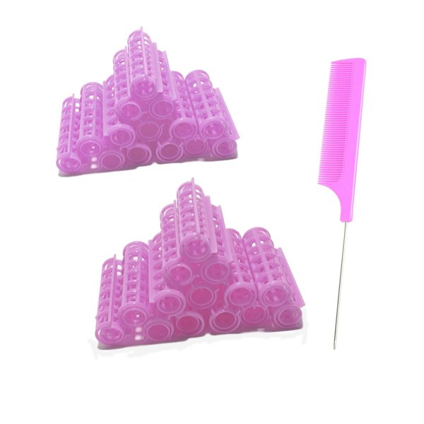 Ulifebetter 28PCS Self Grip Hair Rollers,Small Plastic Hair Curlers Heatless Hair Curlers for Salon Hairdressing Curlers and DIY Hairstyles(purple)